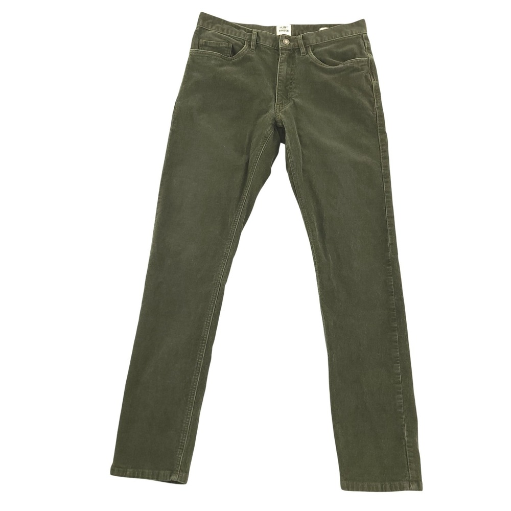 Flint And Tinder Pants Mens 31x32 Green Corduroy Stretch Chino Slim Fit Casual
